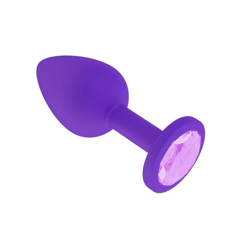 купить Анальная втулка силиконовая фиолетовая с сиреневым кристаллом в интернет-магазине интим товаров «Штучки»