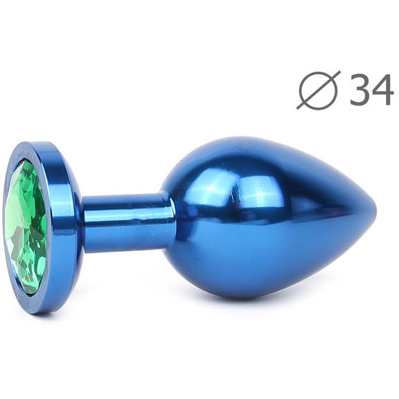 купить BLUE PLUG MEDIUM (втулка анальная), L 82 мм D 34 мм, вес 100г, цвет кристалла зелёный, в интернет-магазине интим товаров «Штучки»