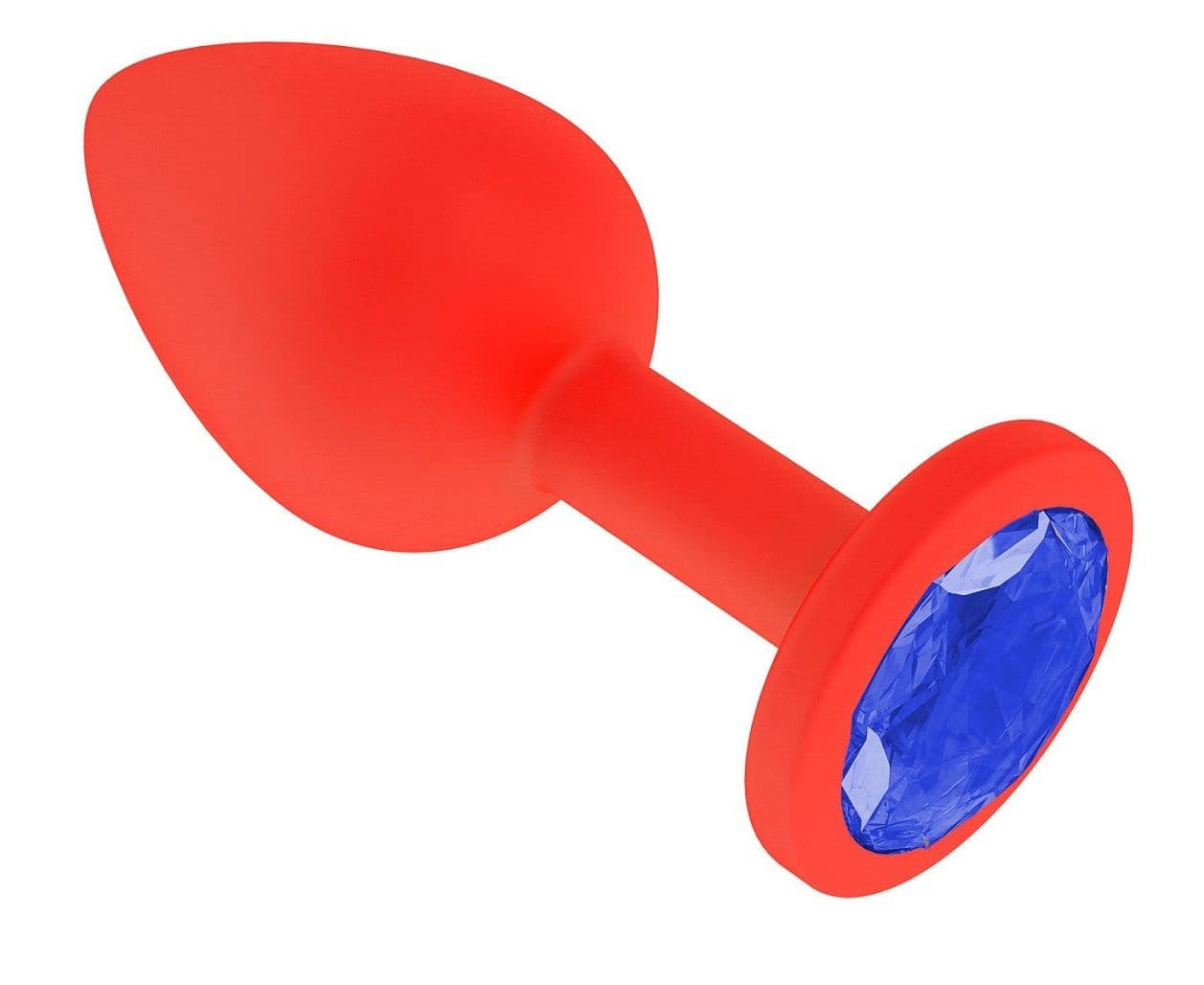 купить Анальная втулка силиконовая красная с синим кристаллом в интернет-магазине интим товаров «Штучки»