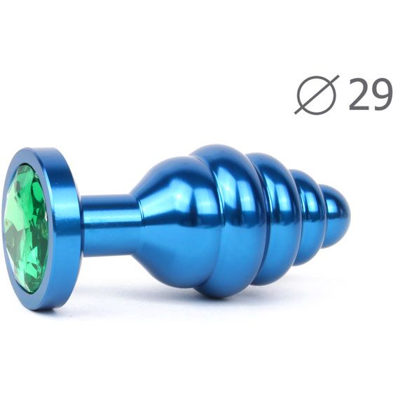 купить Втулка анальная BLUE PLUG SMALL (синяя), L 71 мм D 29 мм, вес 60г, цвет кристалла зелёный в интернет-магазине интим товаров «Штучки»