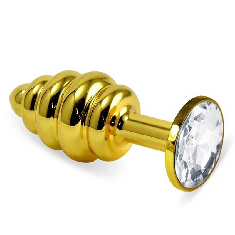 купить Втулка Золото Spiral с прозрачным кристаллом в интернет-магазине интим товаров «Штучки»
