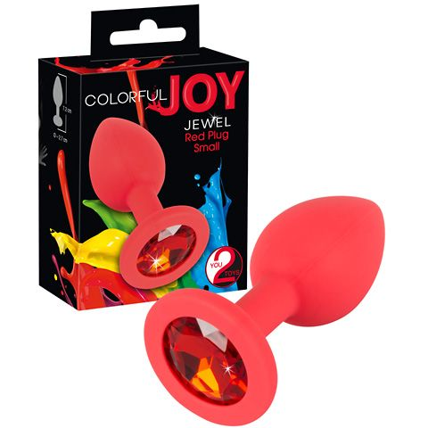 купить Анальная втулка с красным кристаллом Colorful Joy красная в интернет-магазине интим товаров «Штучки»