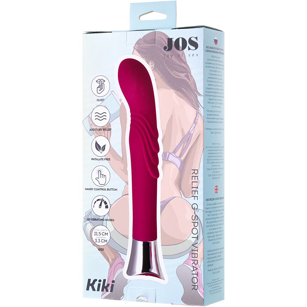 купить Стимулятор для точки G JOS KIKI, с волнообразным рельефом, силикон, розовый, 21,5 см в интернет-магазине интим товаров «Штучки»