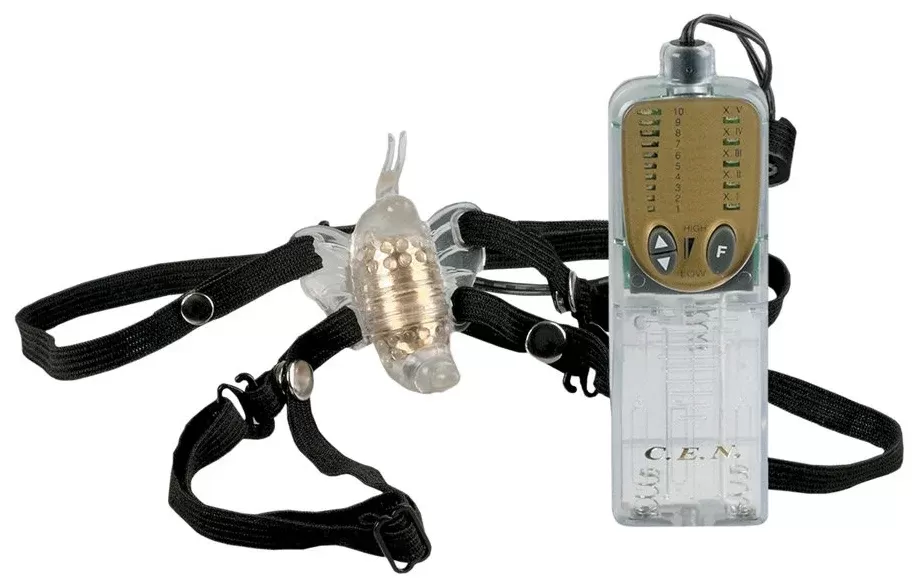 купить Стимулятор клитора на ремнях Impulse Micro Butterfly с вибрацией прозрачный в интернет-магазине интим товаров «Штучки»